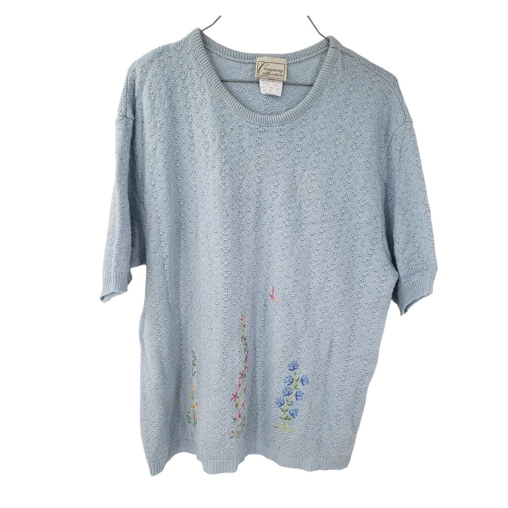 COMPANY COLLECTION Short Sleeve Blue Top Womens Size Extra Large XL
